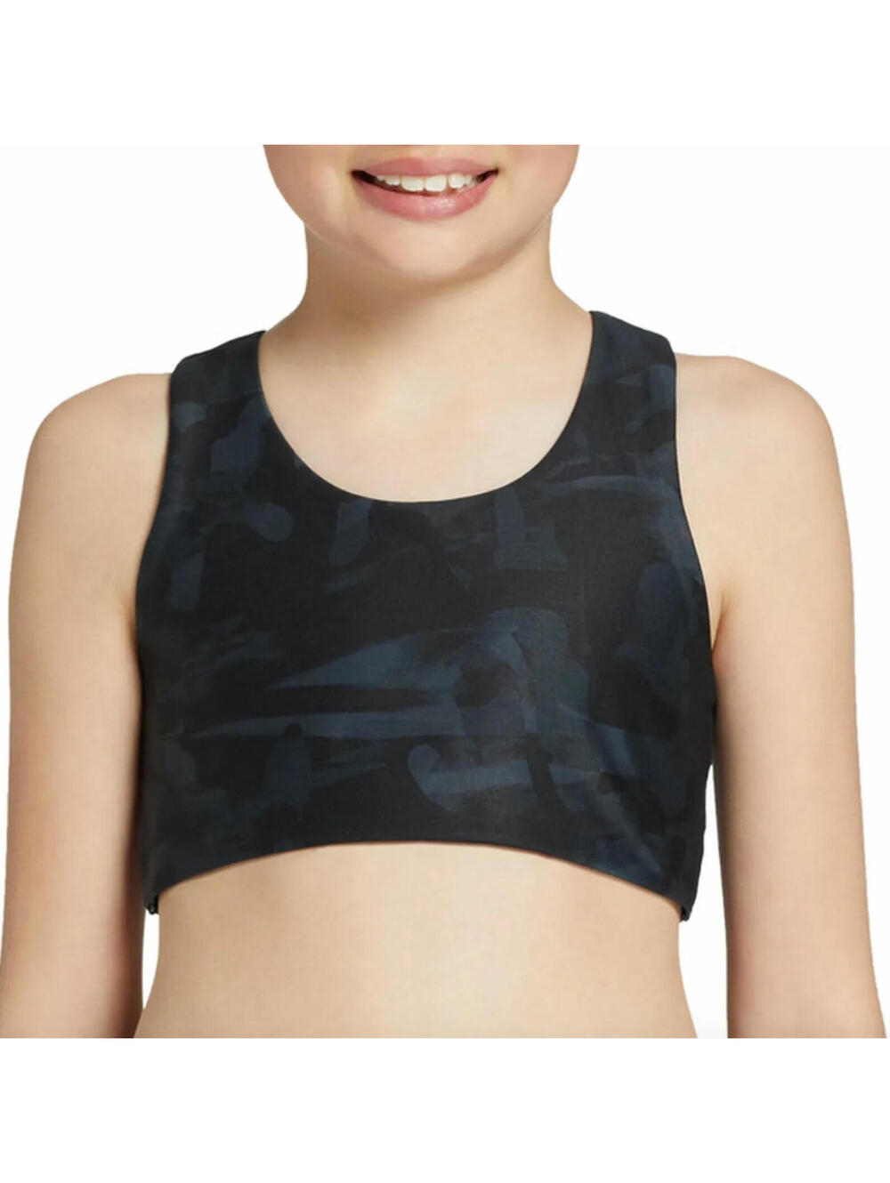 (C85) DSG Girls' Aspire Sports Bra Size Small Cyber Camo & Black Athletic Wear